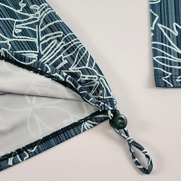 NWT Eddie Bauer Women Swim Top Teal Tropical Print 1/4 Zip Rashguard UPF 50 Sz L - Picture 7 of 14